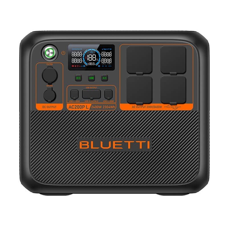 Bluetti AC200P L powerstation, 2304 Wh LiFePO4, 2400 W, zonne-energie 1200 W – weergave 2