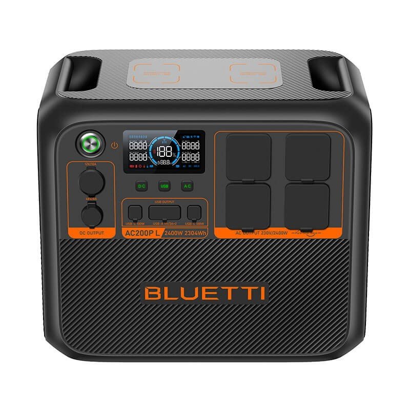 Bluetti AC200P L powerstation, 2304 Wh LiFePO4, 2400 W, zonne-energie 1200 W – weergave 5