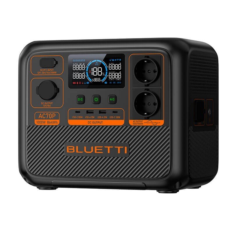 Bluetti AC70P : station portable LiFePO4 864 Wh, 1000 W, charge sans fil