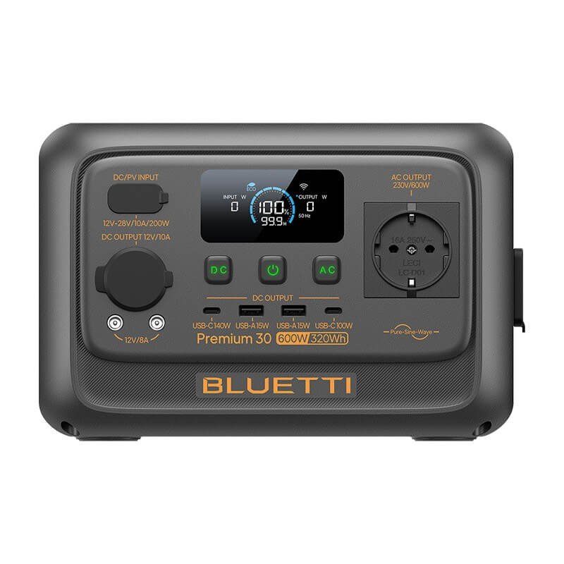 Bluetti Premium 30 V2 powerstation, LiFePO4 320 Wh, 600 W AC-uitgang – weergave 2