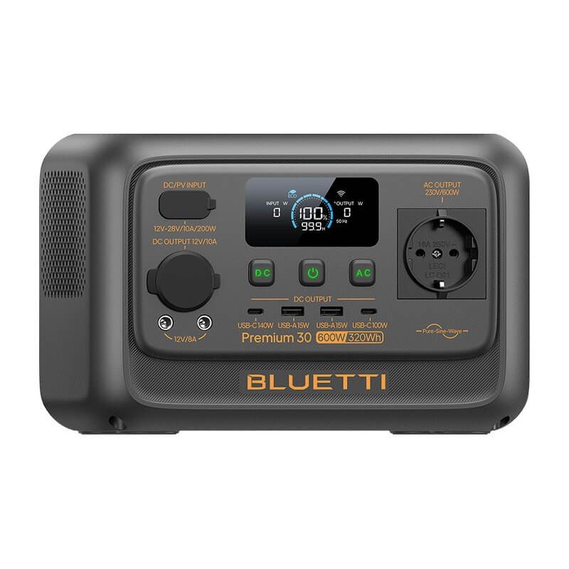 Bluetti Premium 30 V2 powerstation, LiFePO4 320 Wh, 600 W AC-uitgang – weergave 5