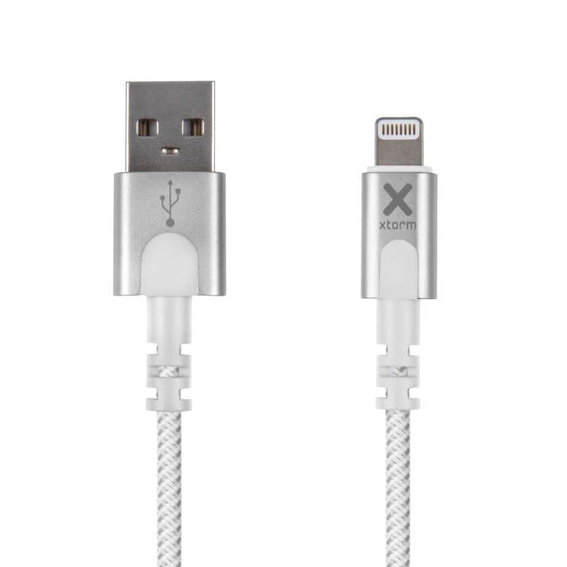 Xtorm Original USB naar Lightning-kabel, 1 m, wit gevlochten nylon – weergave 3