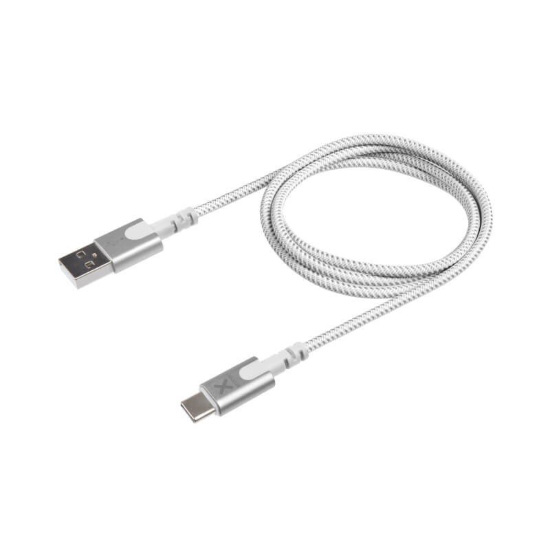 Xtorm Original USB-auf-USB-C-Kabel, 1 m, Nylongewebe, weiß – Ansicht 1