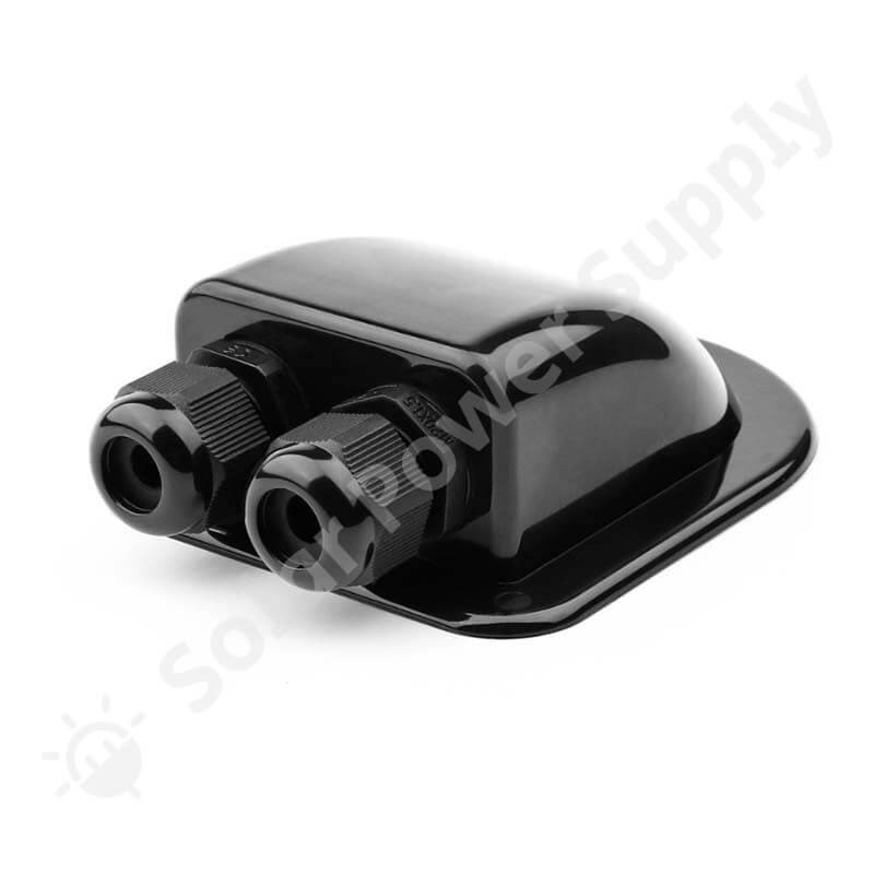Black ABS Dual Cable Entry for Solar Installations, 13 x 9.5 x 4 cm – view 1