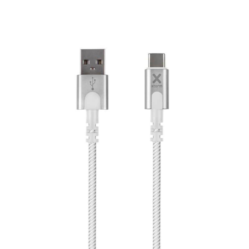 Xtorm Original lange USB-naar-USB-C-oplaadkabel, 3 m, nylon, wit – weergave 3