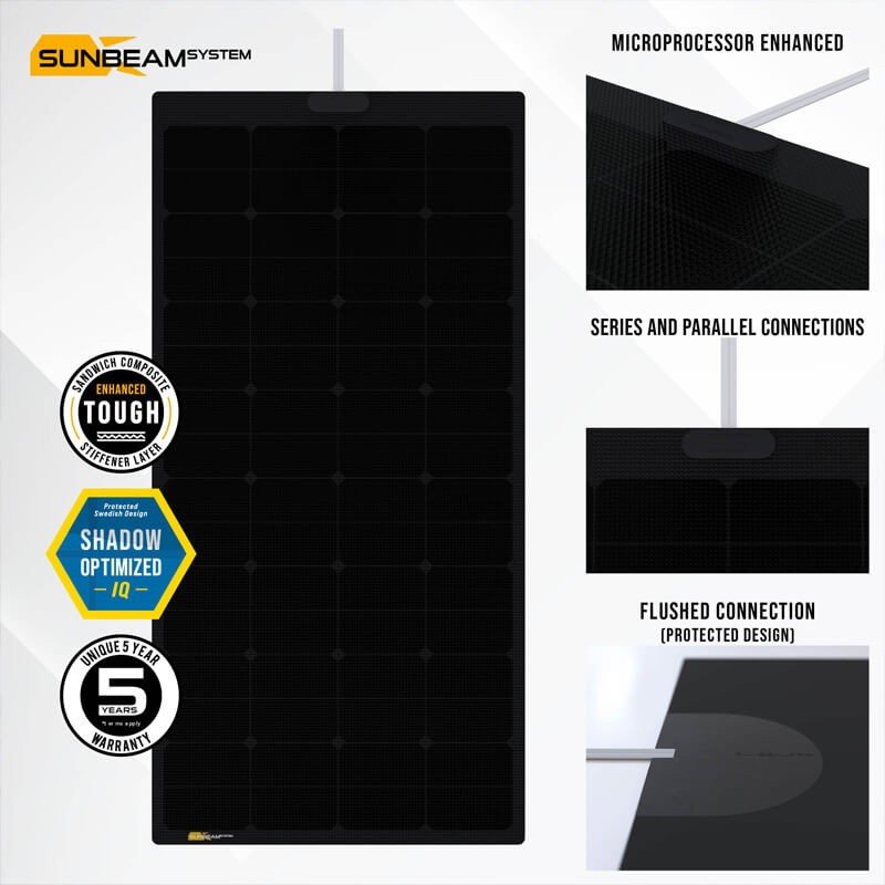 SUNBEAMSystem Tough noir Optimized IQ : module solaire souple 111 W, câble 1,5 m – vue 4