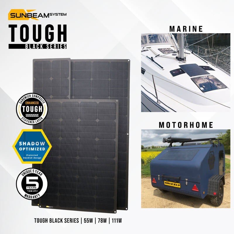 SUNBEAMSystem Tough noir Optimized IQ : module solaire souple 111 W, câble 1,5 m – vue 5